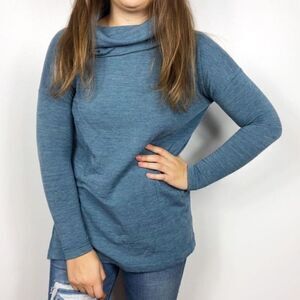 LOU & GREY | Teal Blue Cowl Neck Soft Sweatshirt Size Medium